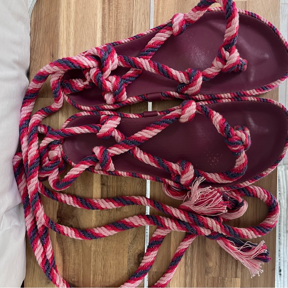 ISABEL MARANT Pink and Red Rope Sandals